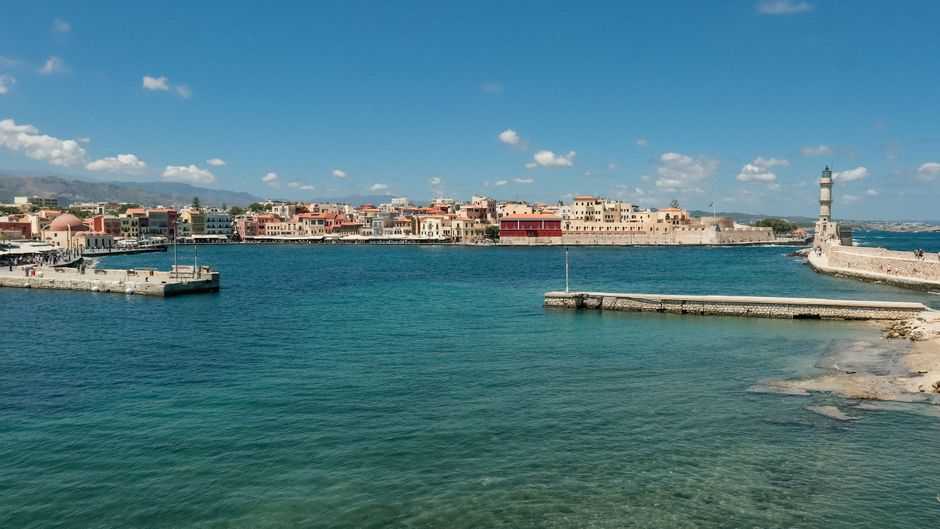 Chania Old Town Crete Greece Venetian harbor bars clubs