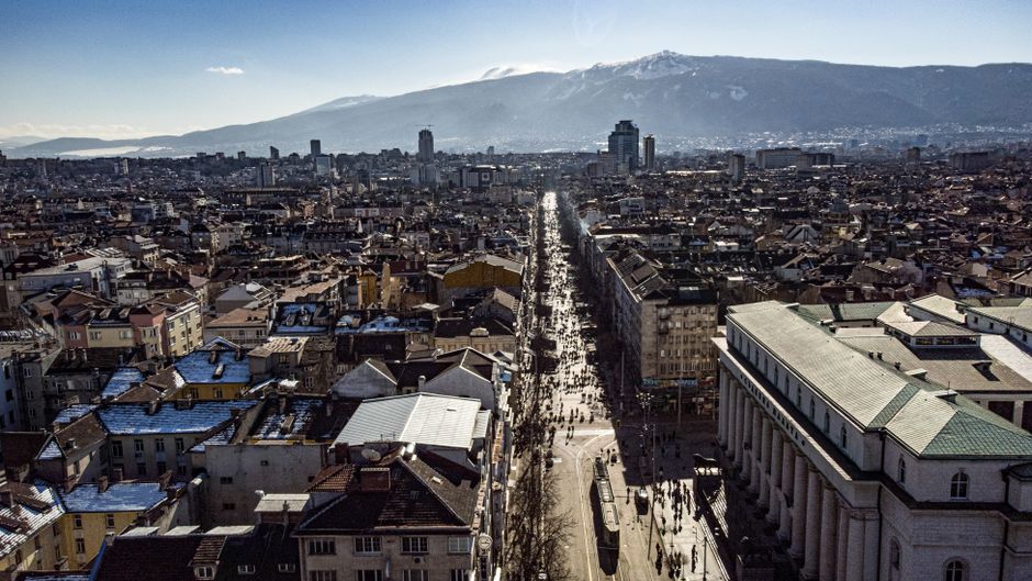 Sofia Bulgaria city skyline divided concept art