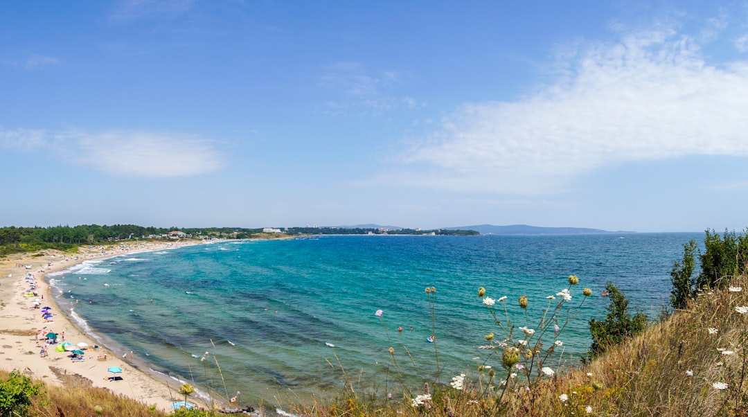Albena Beach Bulgaria wind surfers shallow water sunny day
