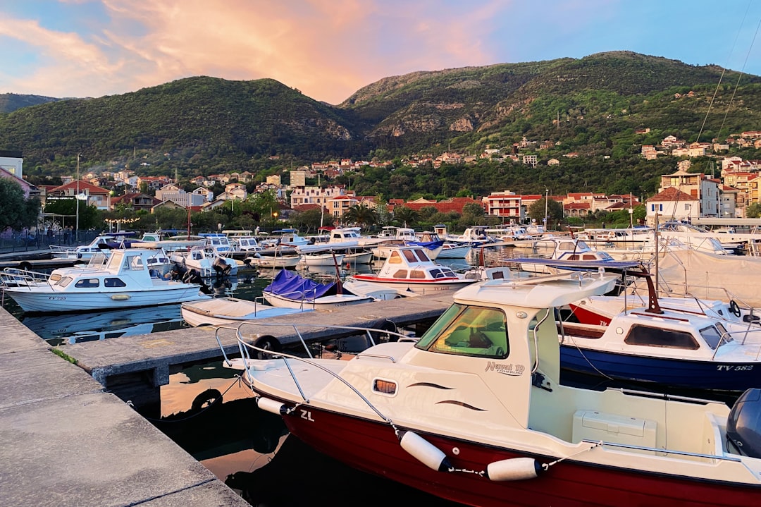 Prčanj Montenegro fishing village harbor colorful boats
