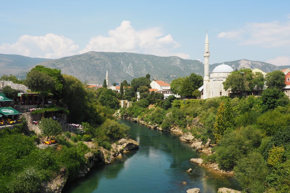 Koski Mehmed Pasha Mosque Mostar Bosnia Herzegovina minaret courtyard