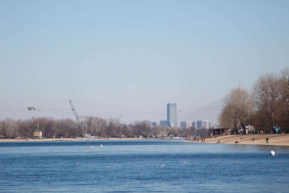 Ada Beach Belgrade sand river view crowd