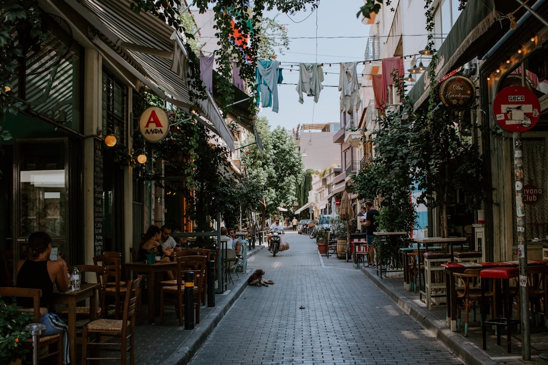Litochoro nightlife Greece bar street evening crowd