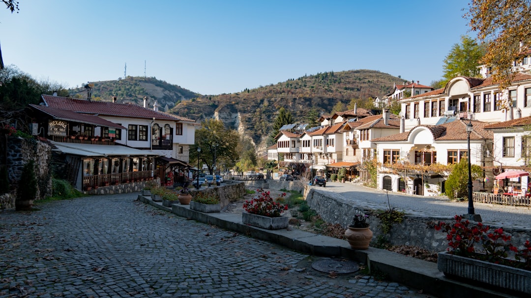 Rila Bulgaria town street hotel facade