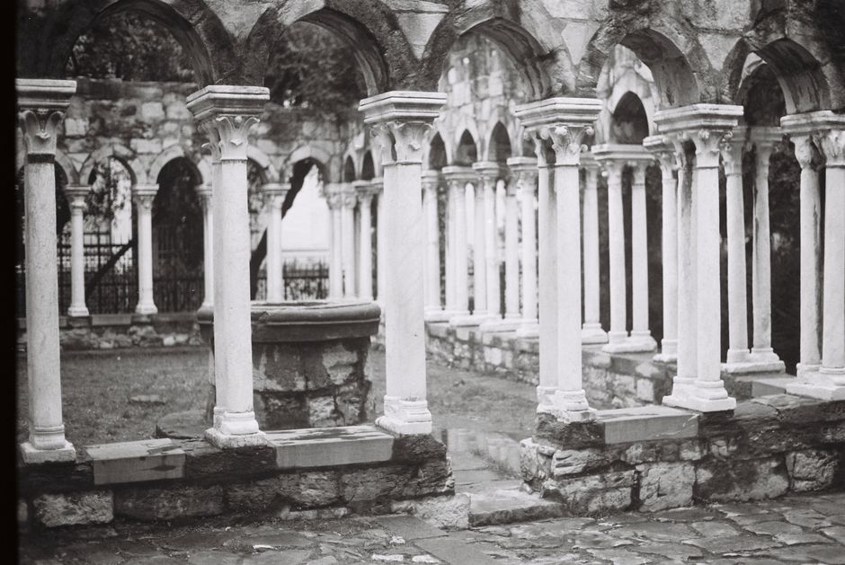 Studenica Monastery cloister courtyard stone arches