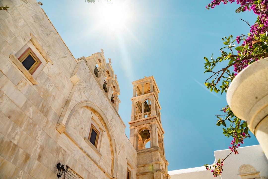 Paraportiani Church Mykonos whitewashed domes blue sky