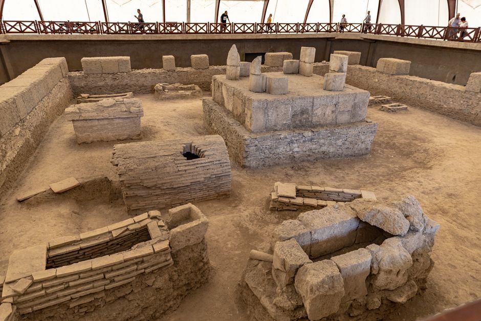 Thracian Tomb of Kazanlak original mound archaeological site informational panels