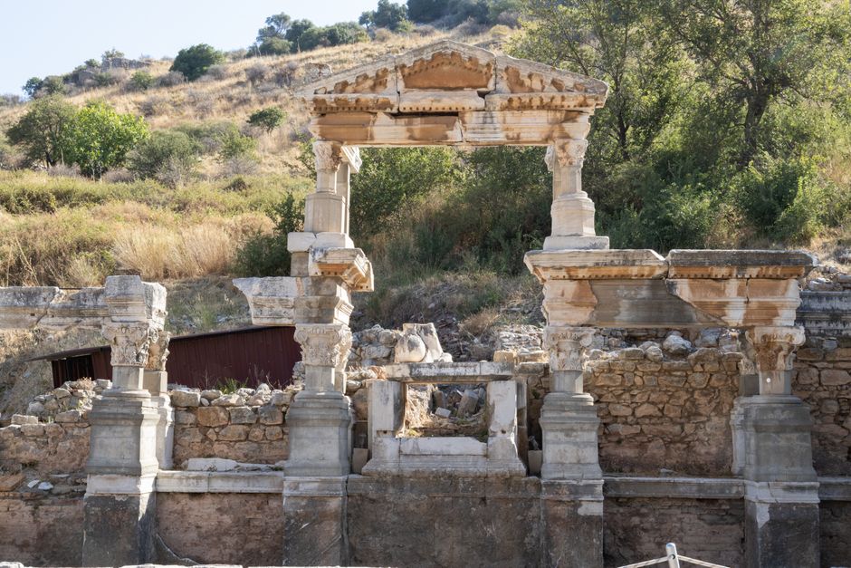 Ancient Harbor Ephesus ruins sea view columns