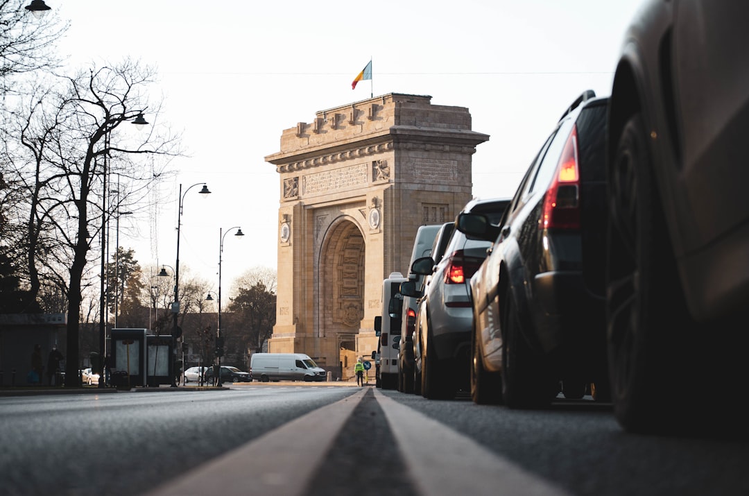 Bucharest city center traffic congestion daytime
