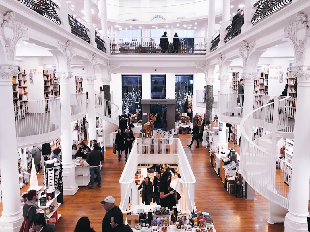 Romanian students studying in modern library Bucharest