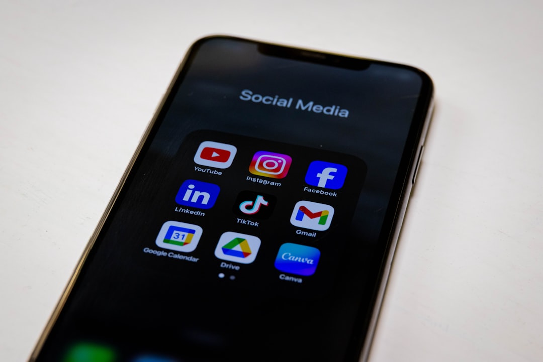 Social media app icons smartphone screen close-up
