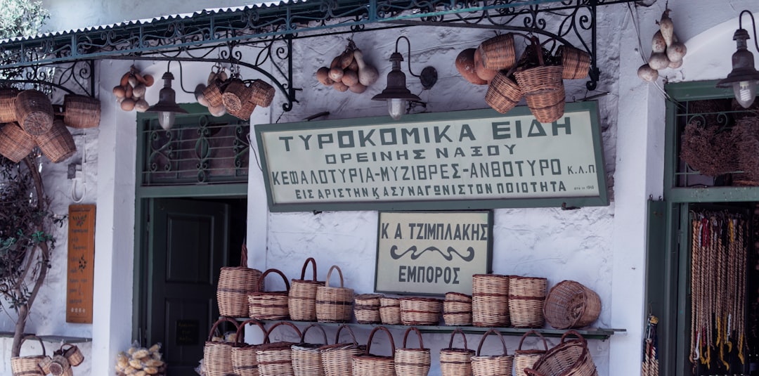 Litochoro Greece street food tyropita cheese pie basket