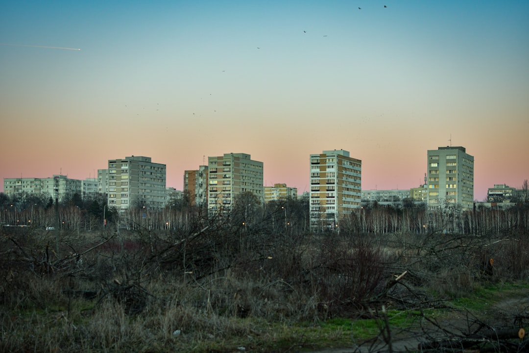 Abandoned communist era building Romania Bucharest