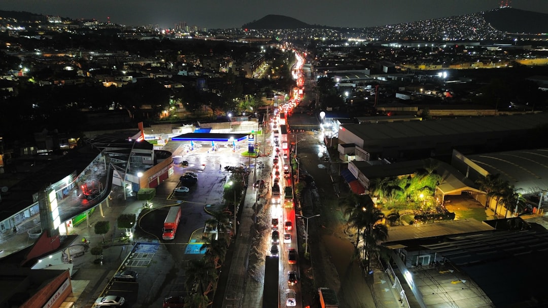 Estadio Azteca Mexico City aerial view night