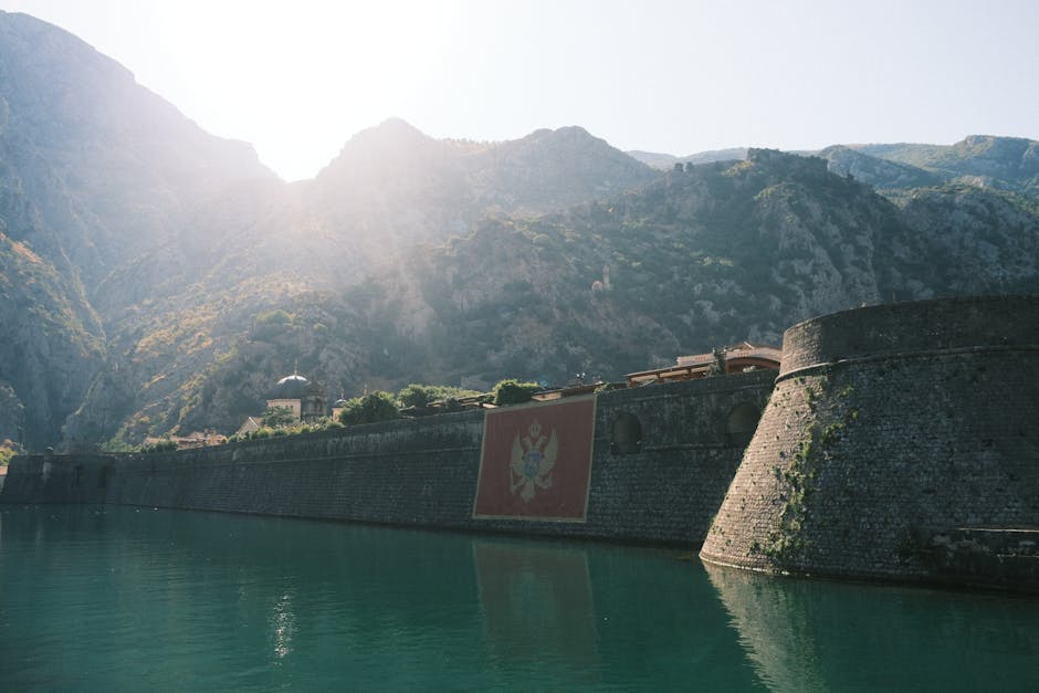 Prison Island Kotor Bay Montenegro fortress blue water
