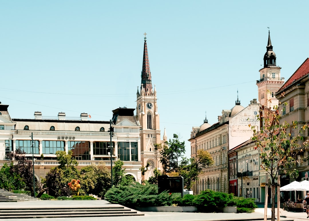 Sremski Karlovci Serbia thermal pool town square evening