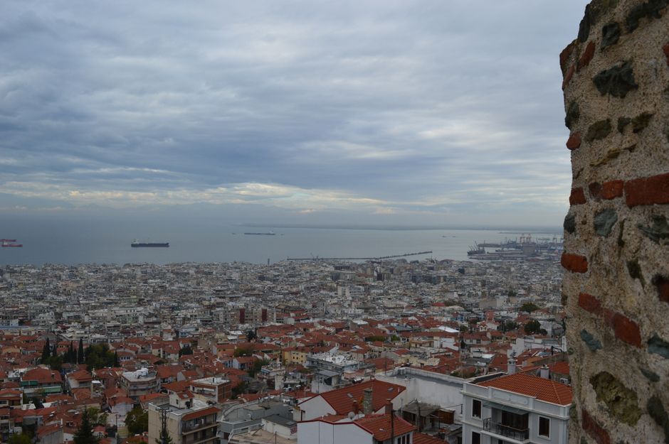 Thessaloniki rooftop bar night view port Mount Olympus