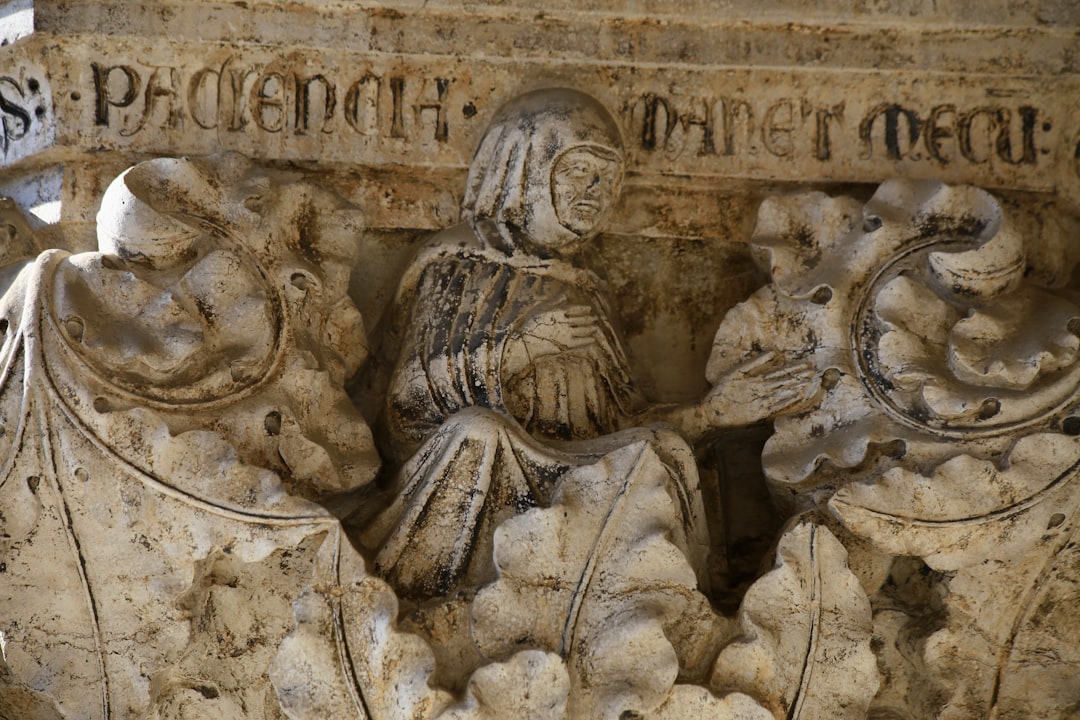 Studenica Monastery marble cloisters intricate carvings weathering