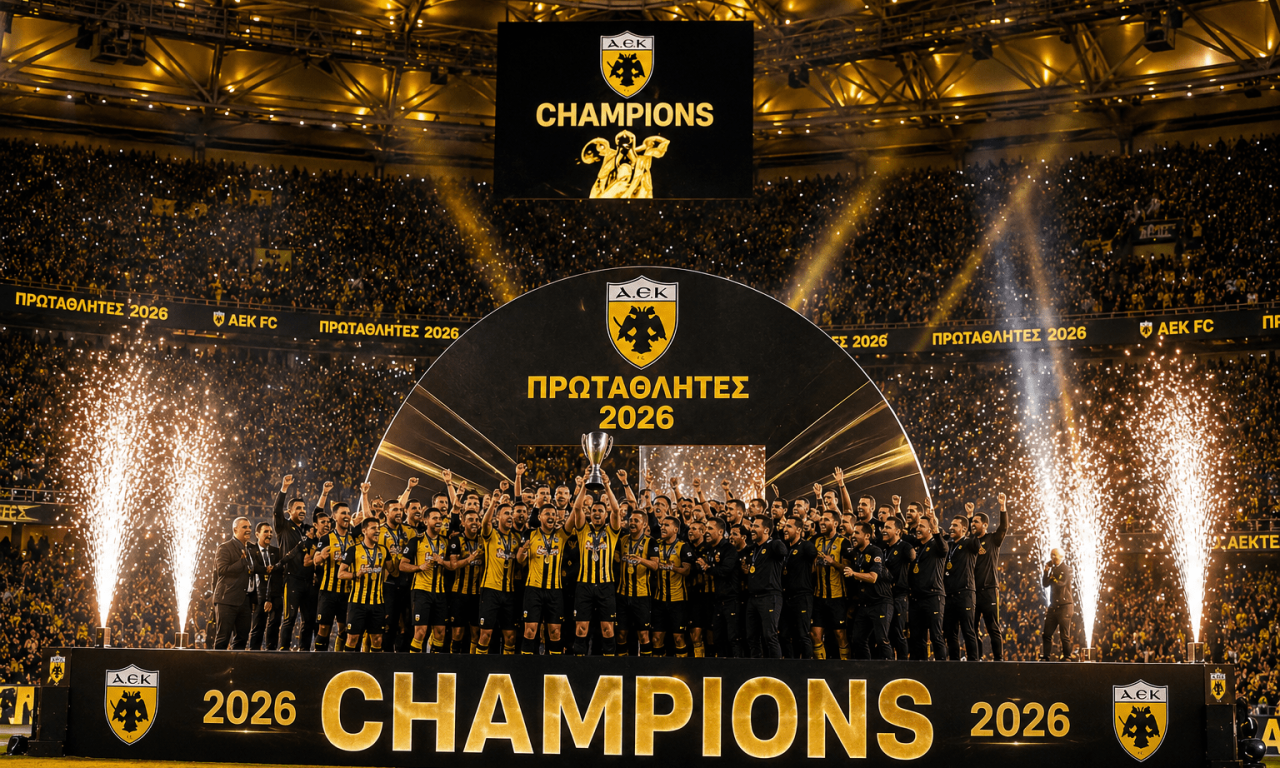 AEK Celebrates Championship Live at Allwyn Arena