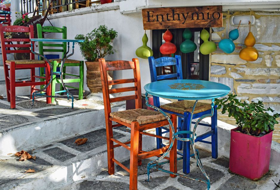 Kalambaka Greece traditional taverna outdoor seating