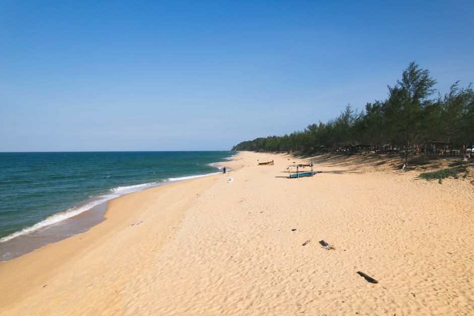 Emona Beach wide sandy shore Black Sea waves blue sky summer