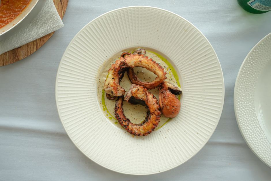 Perast Montenegro restaurant terrace black risotto grilled octopus Adriatic view
