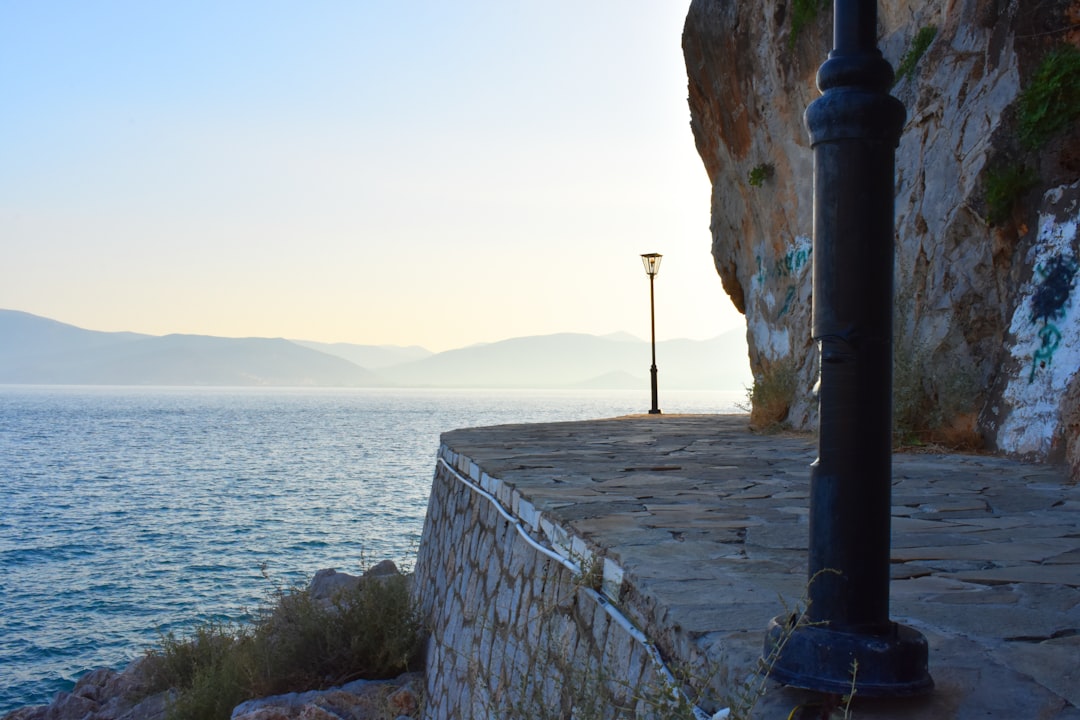 Litochoro Greece taverna evening outdoor seating mountain view