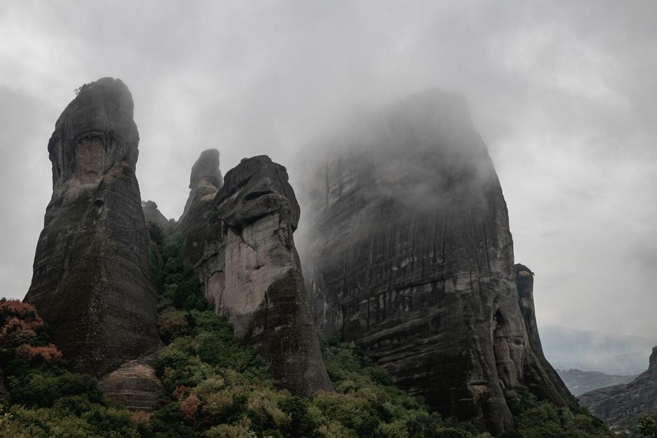 Varlaam Monastery Meteora Greece stone building rock pillar