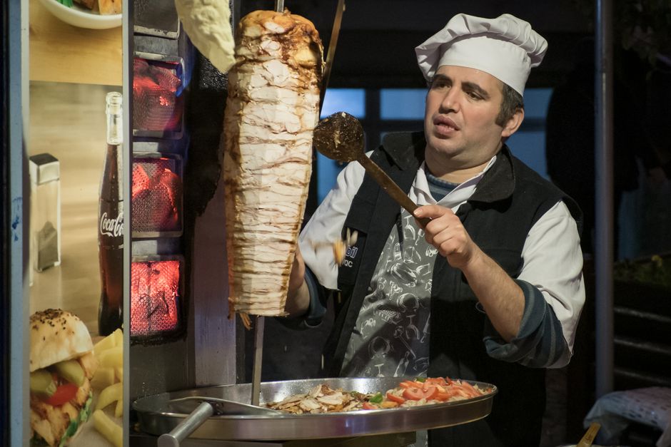 Ksamil Albania street food shawarma panino vendor