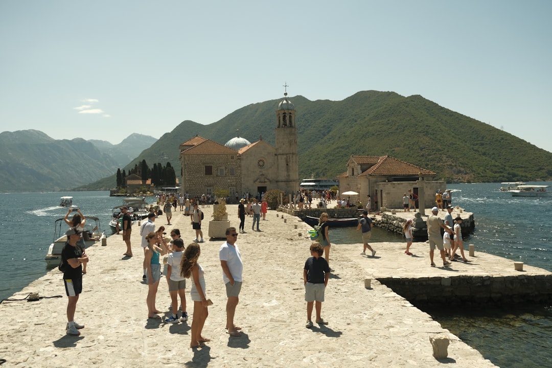 Perast Montenegro baroque palaces bay view church of Our Lady of the Rocks