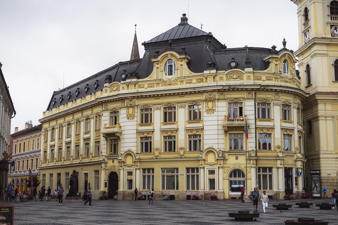 Sighetu Marmației Romania town square evening lights