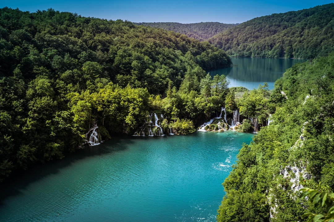 Plitvice Lakes National Park entrance road forest sunrise