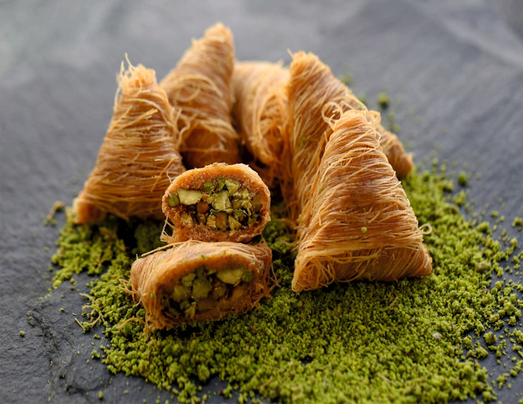 Pristina Old Bazaar baklava pistachio syrup close-up