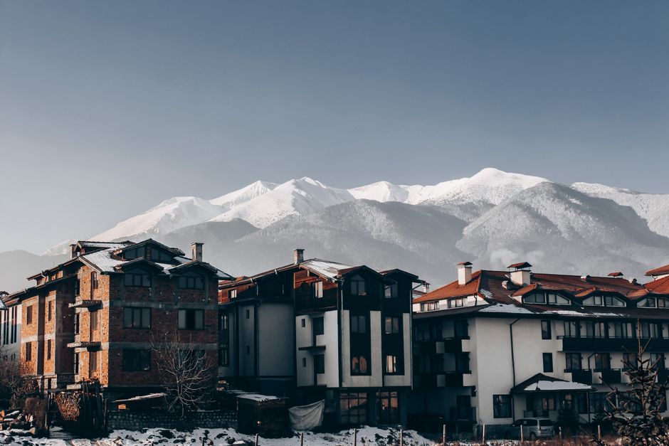 Samokov Bulgaria winter mountain town street