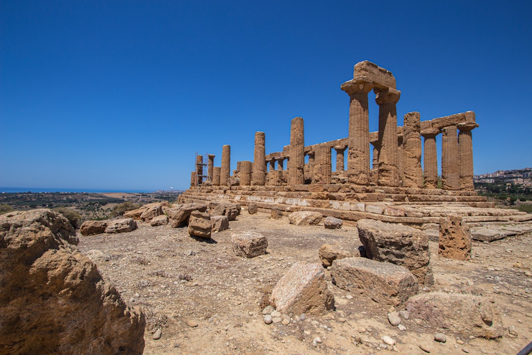 Temple of Hercules Gamzigrad columns sunlight morning