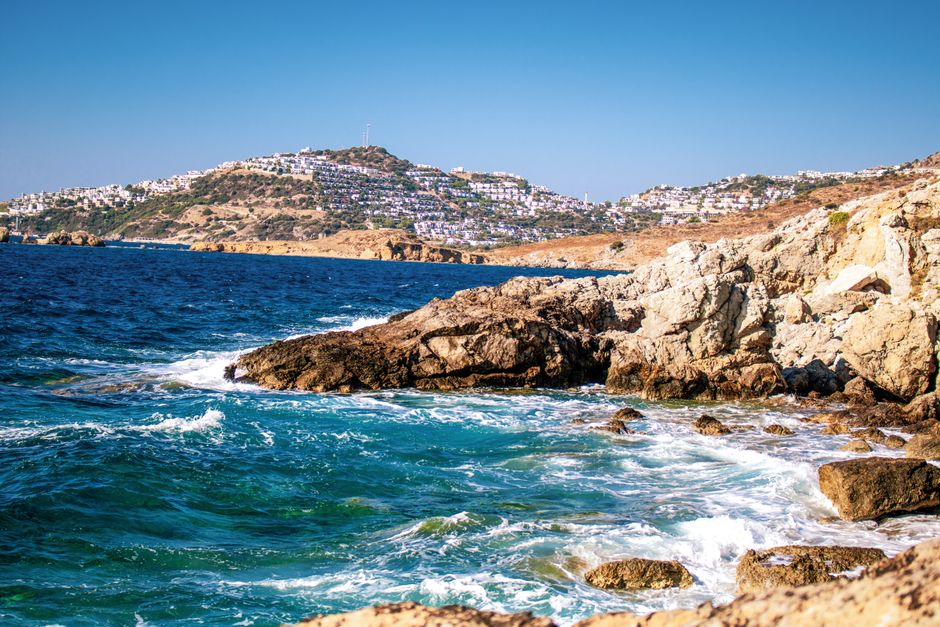 Bodrum Cove Turkey secluded pebble beach blue water