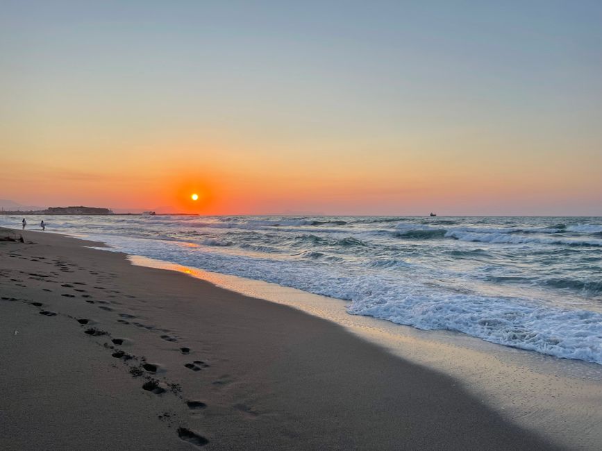Nea Anchialos beach cafe sunset evening Greece