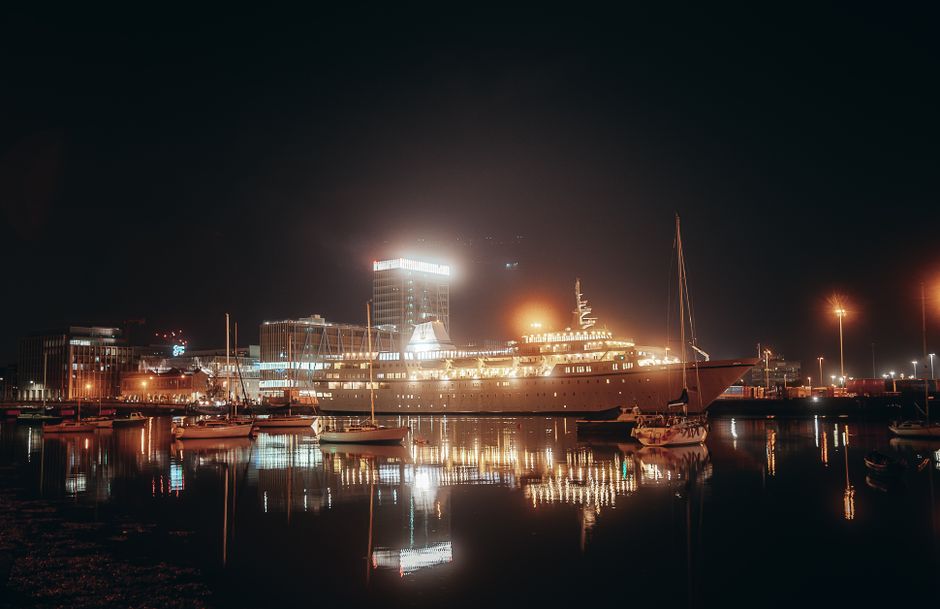 Varna port Bulgaria yacht club nightlife evening lights