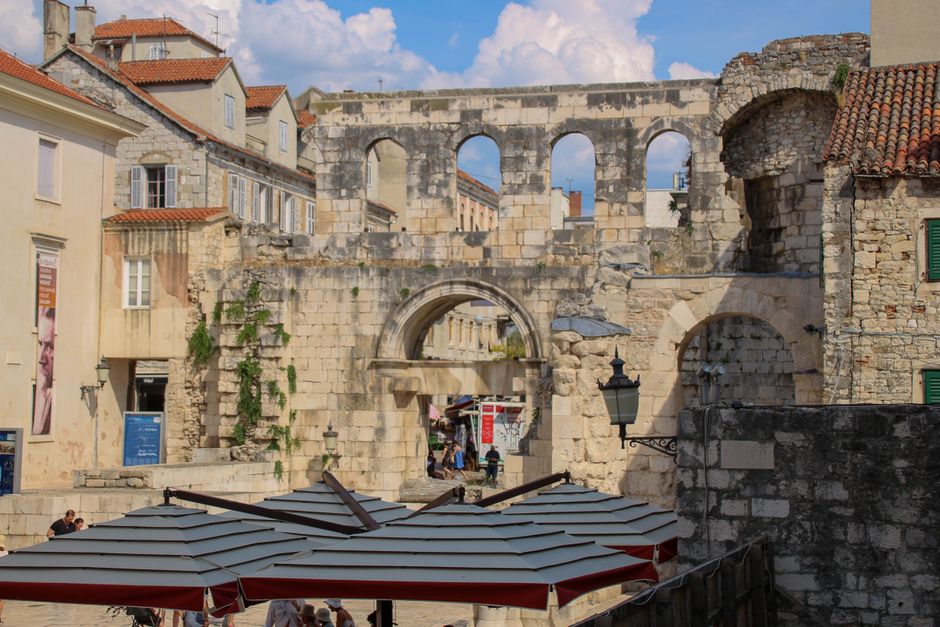 Split Croatia Golden Gate area night bars street scene