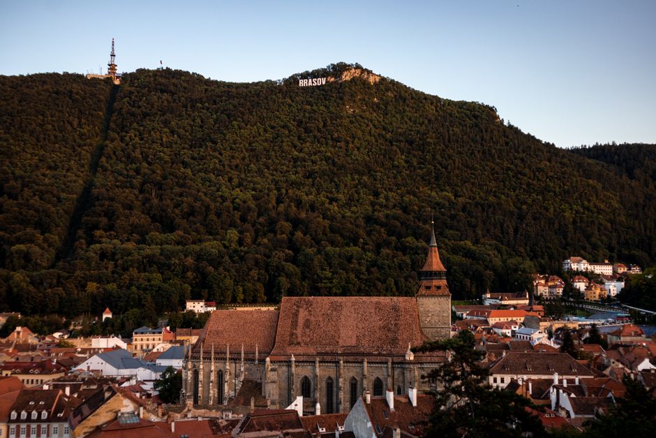 Suceava Romania city center Citadel evening lights