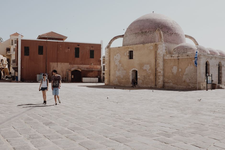 Great Lavra Mount Athos Greece courtyard monks walking