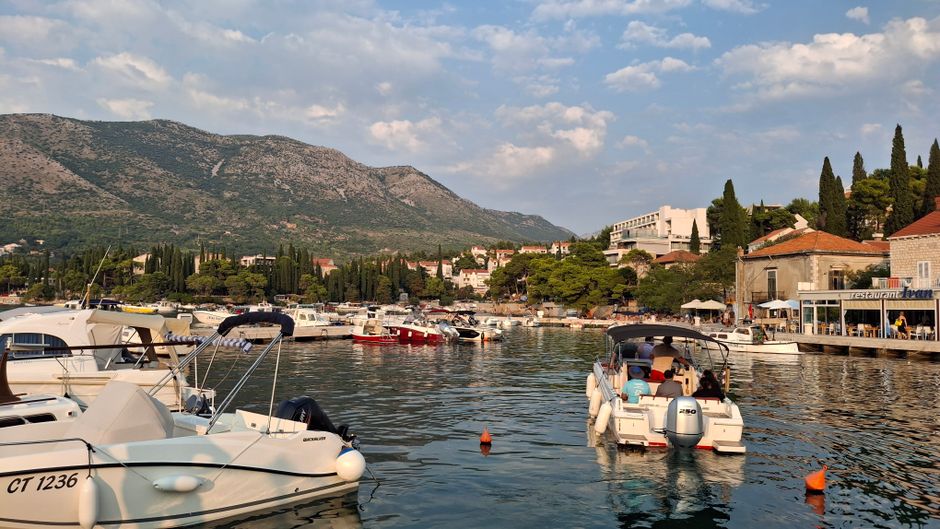 Neum Harbor Bosnia Herzegovina fishing boats night reflection calm