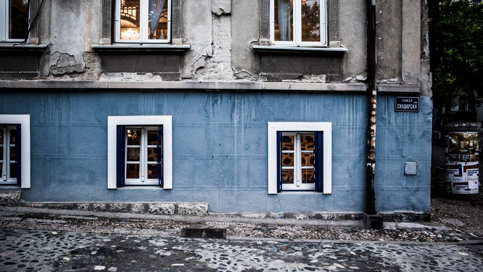 Skadarlija district Belgrade cobblestone streets traditional restaurants