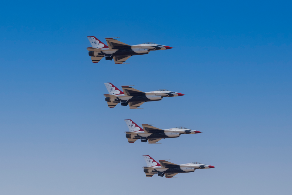 US military jets flying over Middle East desert