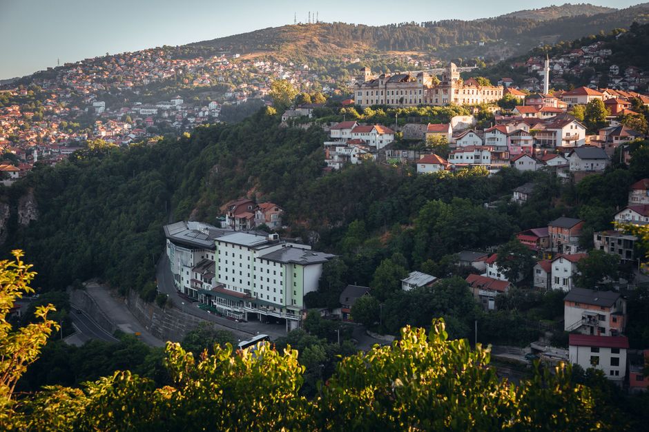 St Nicholas Church Neum Bosnia Herzegovina white building sunset view