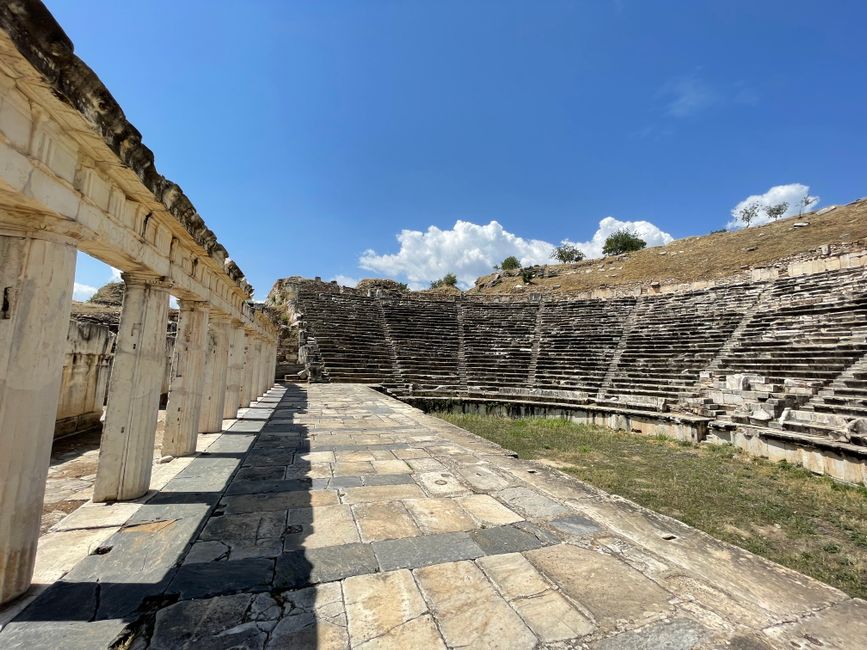 Amphitheatre of Durres Albania ancient ruins sunset view
