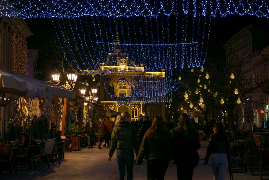 Sozopol Old Town nightlife cobblestone street outdoor bars people drinking