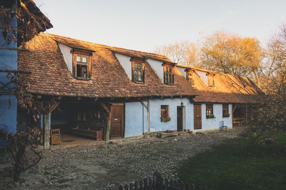 Viscri Village Romania traditional Saxon houses wooden shutters