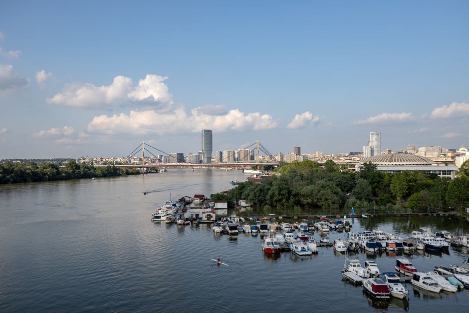 Novi Beograd Belgrade skyline Sava River view
