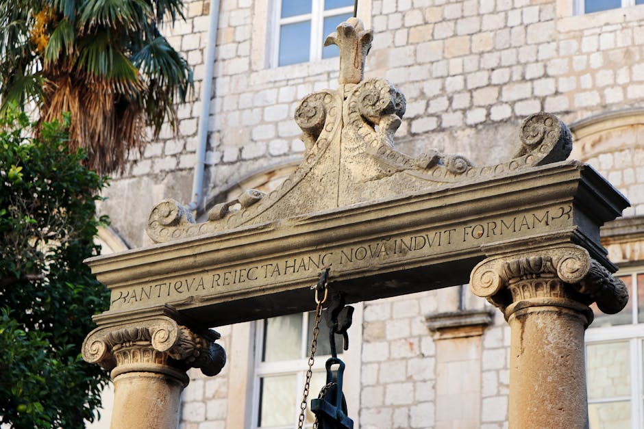 Buna Fountain Dubrovnik stone spring shaded square